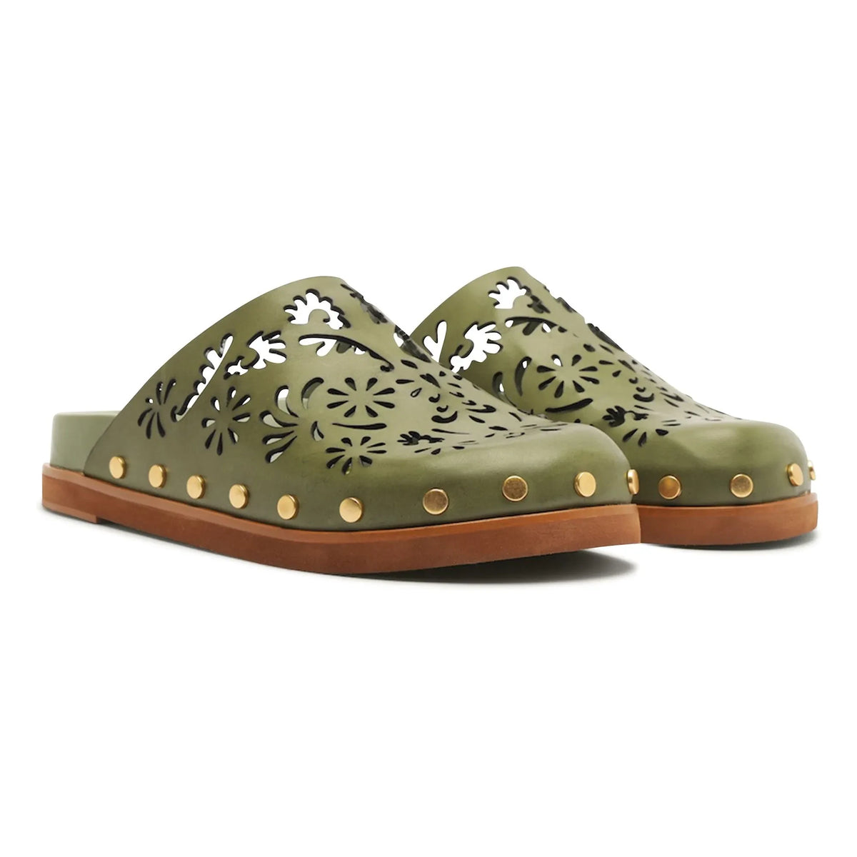 Farm Rio - Anatomically Open Embroidered Leather Mules