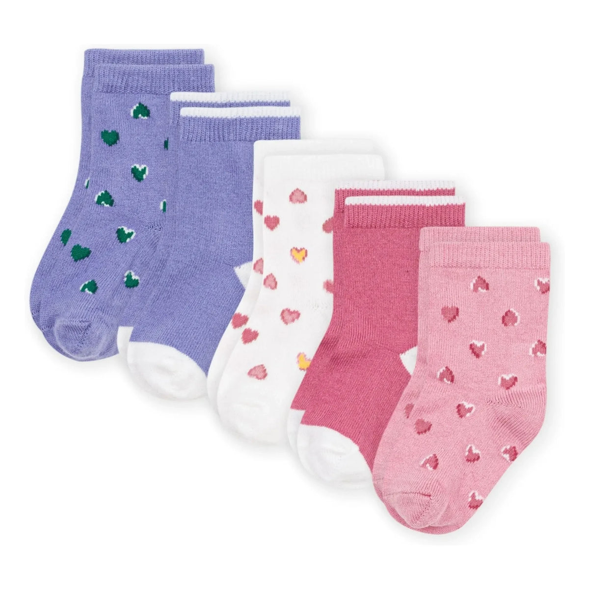 Petit Bateau - Heart Socks 5-Pack | Purple