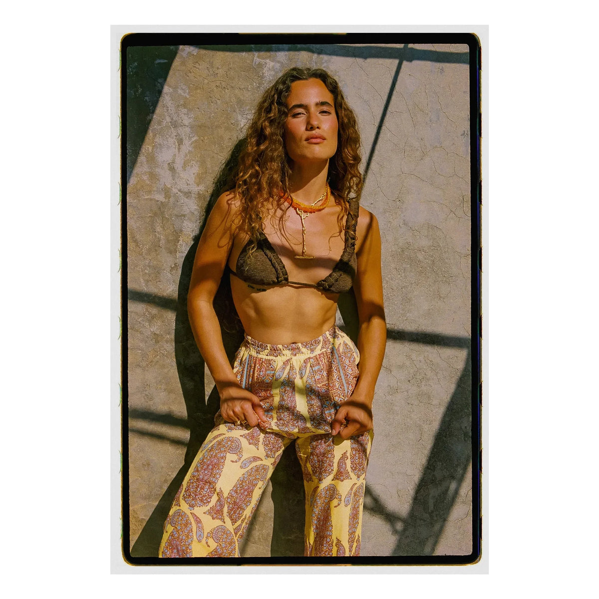 Boteh - Calico Straight-Cut Cotton Trousers | Lemon Yellow