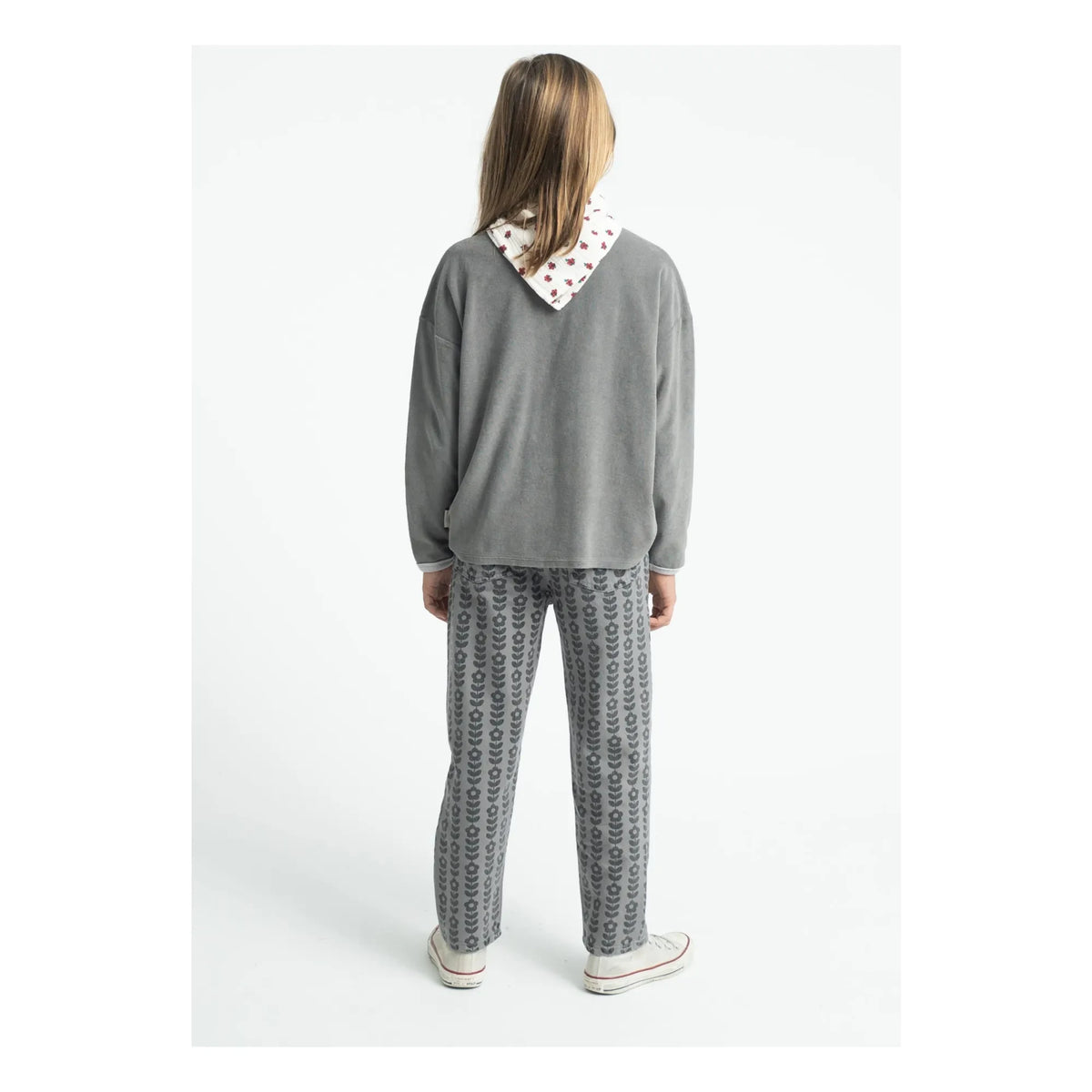 Piupiuchick - Organic Cotton Floral Print Trousers | Gray