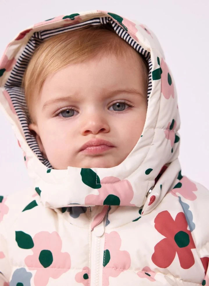Petit Bateau - Baby Floral Puffer Jacket | Ecru