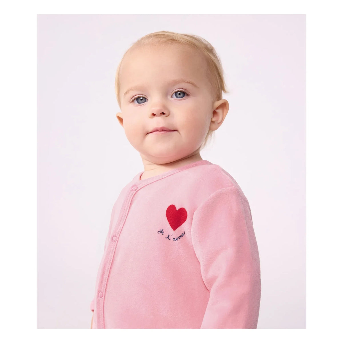 Petit Bateau - Sleep Goodnight Pajama Velvet Heart Organic Cotton | Pink