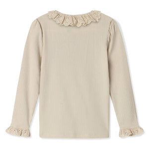 Fliink - Kenna Ribbed Lace T-Shirt | Ecru