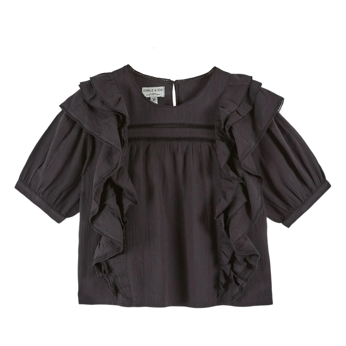 Emile et Ida - Cotton ruffled blouse | Black