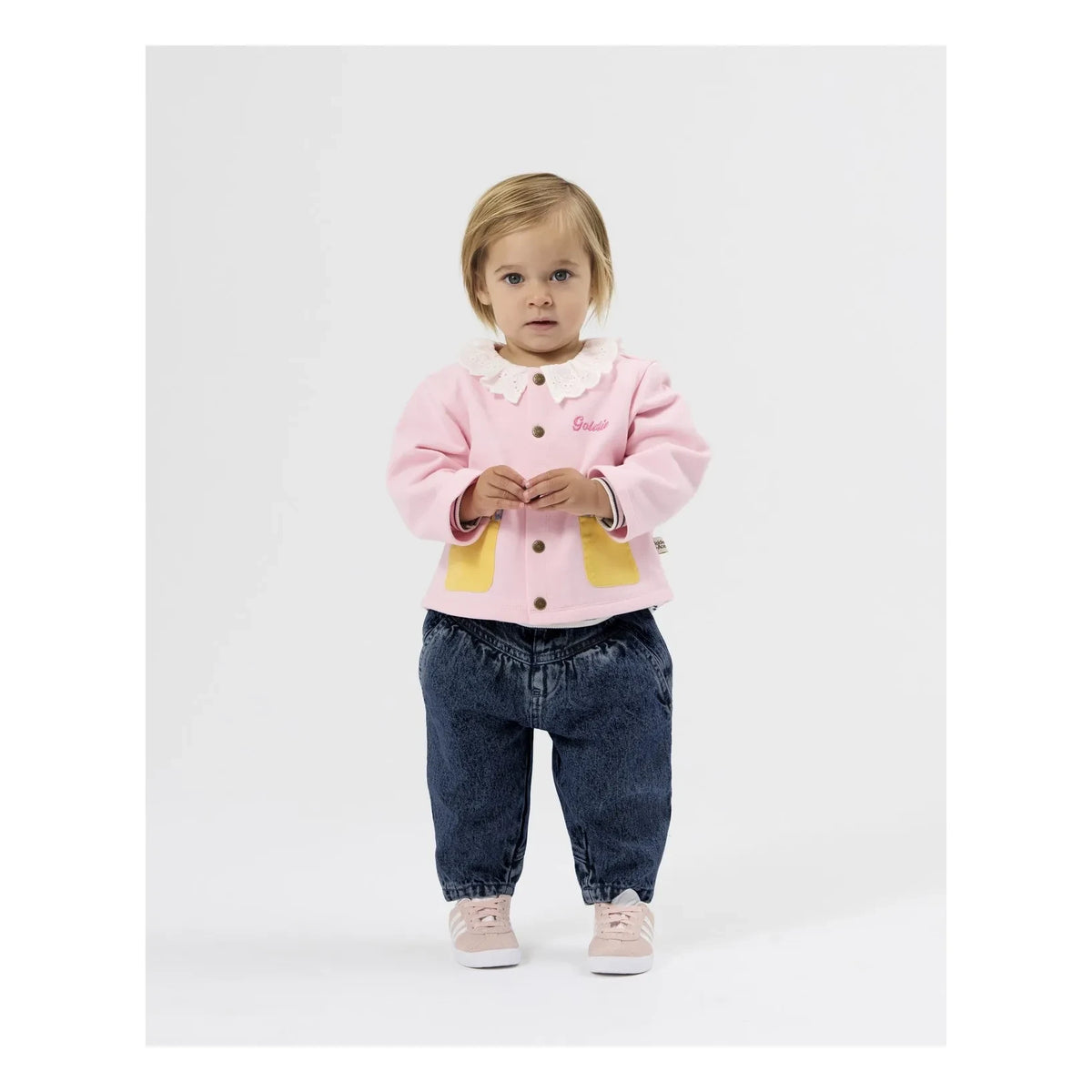 Goldie + Ace - Embroidered Collar Cardigan | Pink