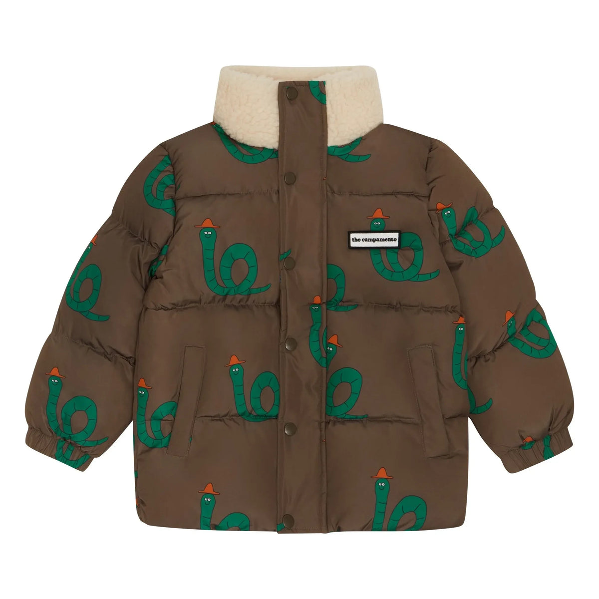 The Campamento - Snake Print Puffer Jacket | Brown