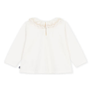 Petit Bateau - Organic Cotton Ruffled Collar T-shirt | White