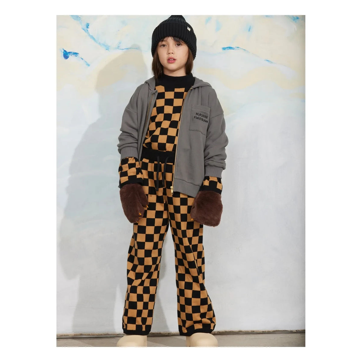 Mini Rodini - Damier organic cotton sweatshirt | Brown