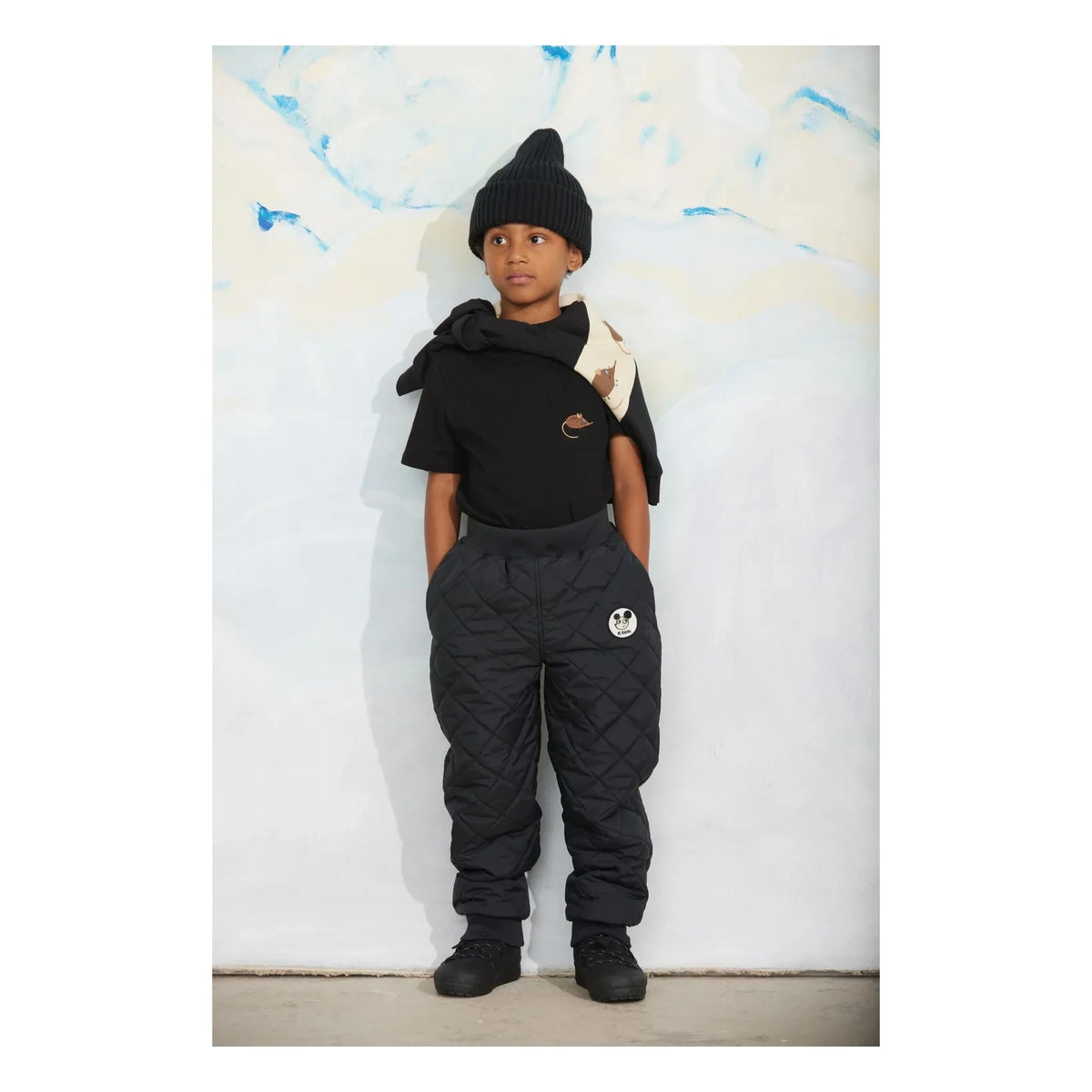 Mini Rodini - Embroidered Mouse T-Shirt Organic Cotton | Black