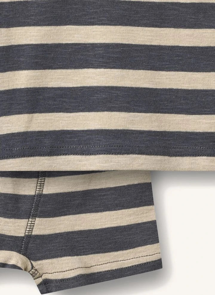 Wheat - Louis Striped Organic Cotton T-shirt and Shorts Set | Grey