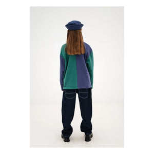 Repose AMS - Striped Organic Cotton Polo Collar Sweatshirt | Green