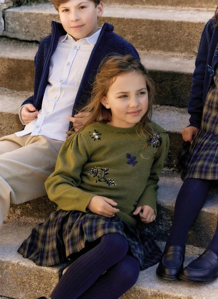 Tartine et Chocolat - Navy checked skirt
