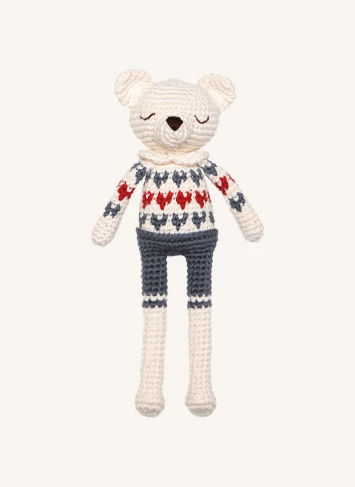 Patti Oslo - Heart-Detail Polar Bear Plush Toy | White