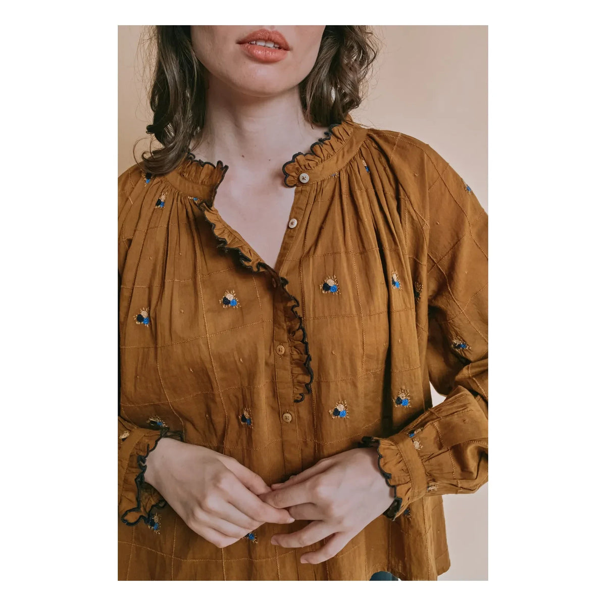 Emile et Ida - Vintage Elyana blouse | Taupe brown