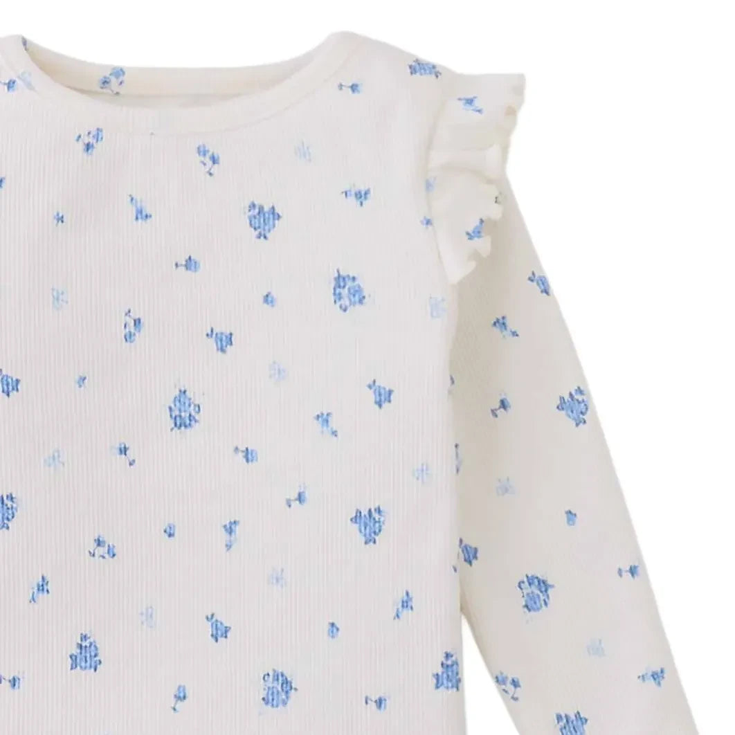 Gingersnaps - Drusilla Floral Ribbed Baby T-Shirt | Ecru