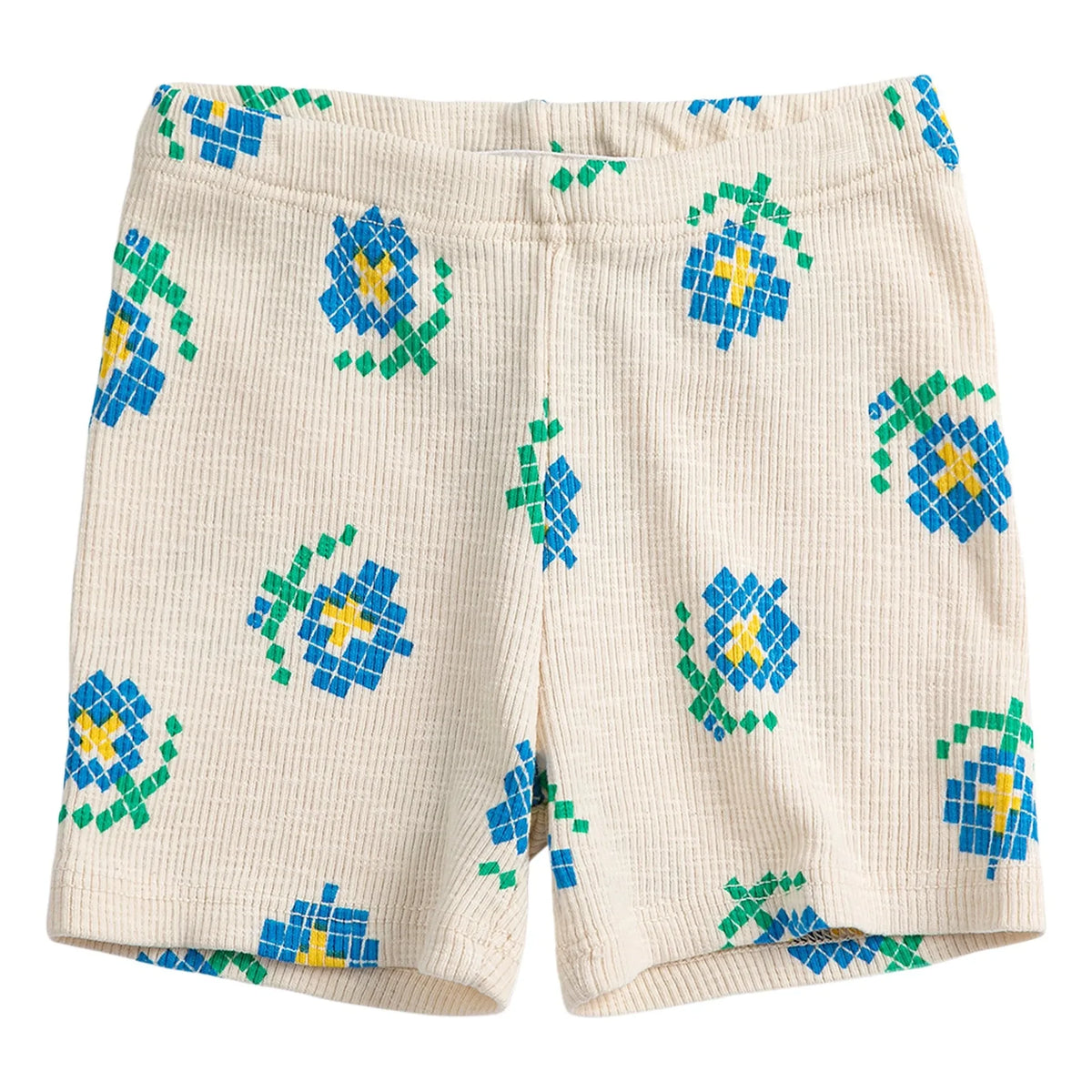 Bobo Choses - Organic Cotton Floral Print Ribbed Shorts | Ecru