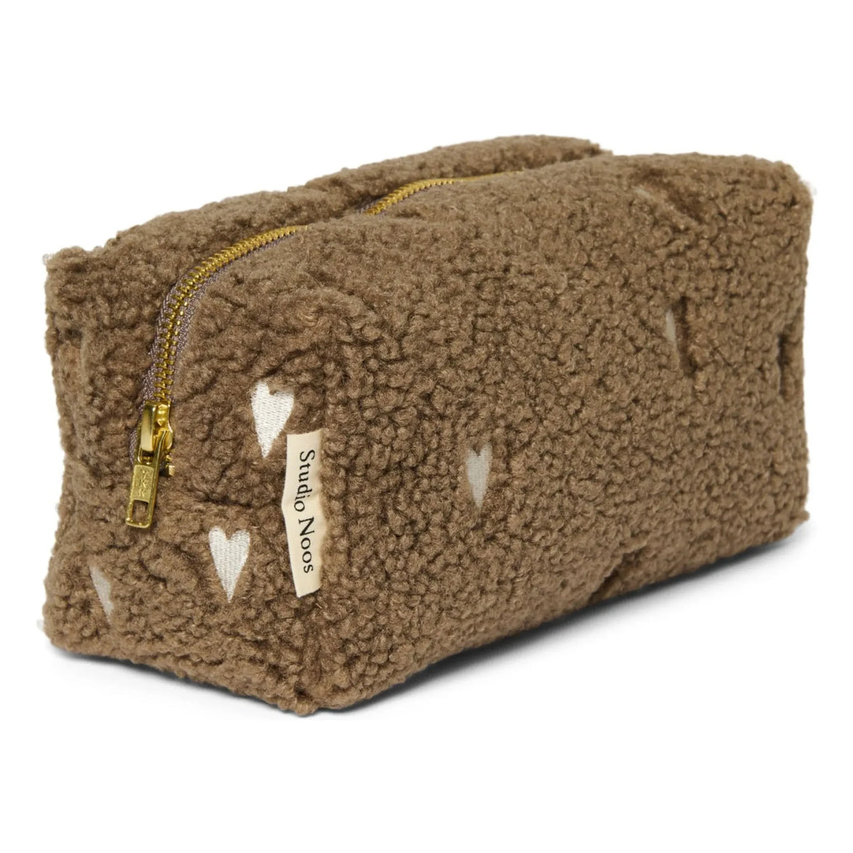 Studio Noos - Heart Patterned Cosmetic Bag | Brown
