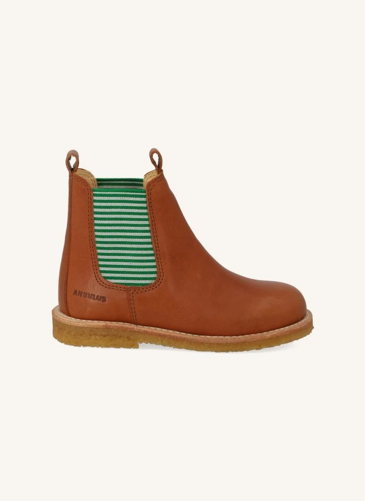 Angulus - Striped Chelsea Boot Laces | Cognac