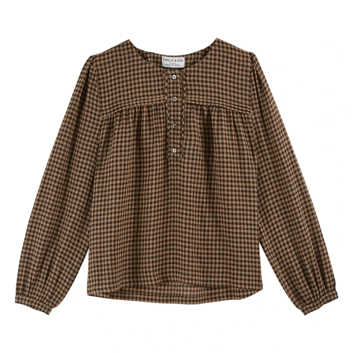 Emile et Ida - Constance Vichy Blouse | Brown