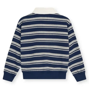 the new society - Glowee Striped Polo T-Shirt | Navy