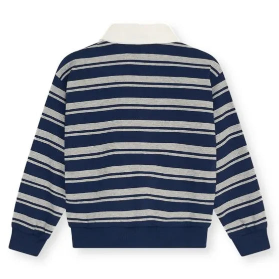 the new society - Glowee Striped Polo T-Shirt | Navy