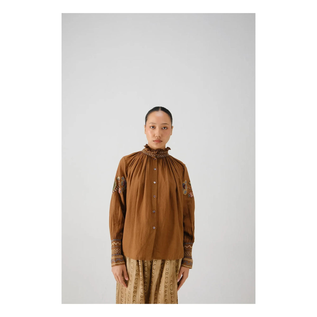 CORD - Farmer Bloom Embroidered Blouse | Dusty Pink