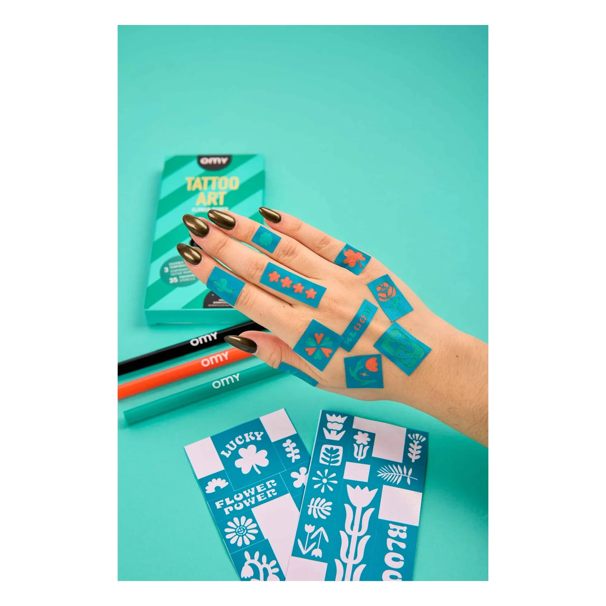 Omy - Felt markers and templates for temporary tattoos | Green