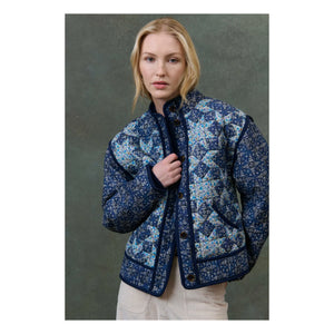 Louise Misha - Omotayo Midnight Star Patchwork Organic Cotton Jacket - Women's Collection | Blue