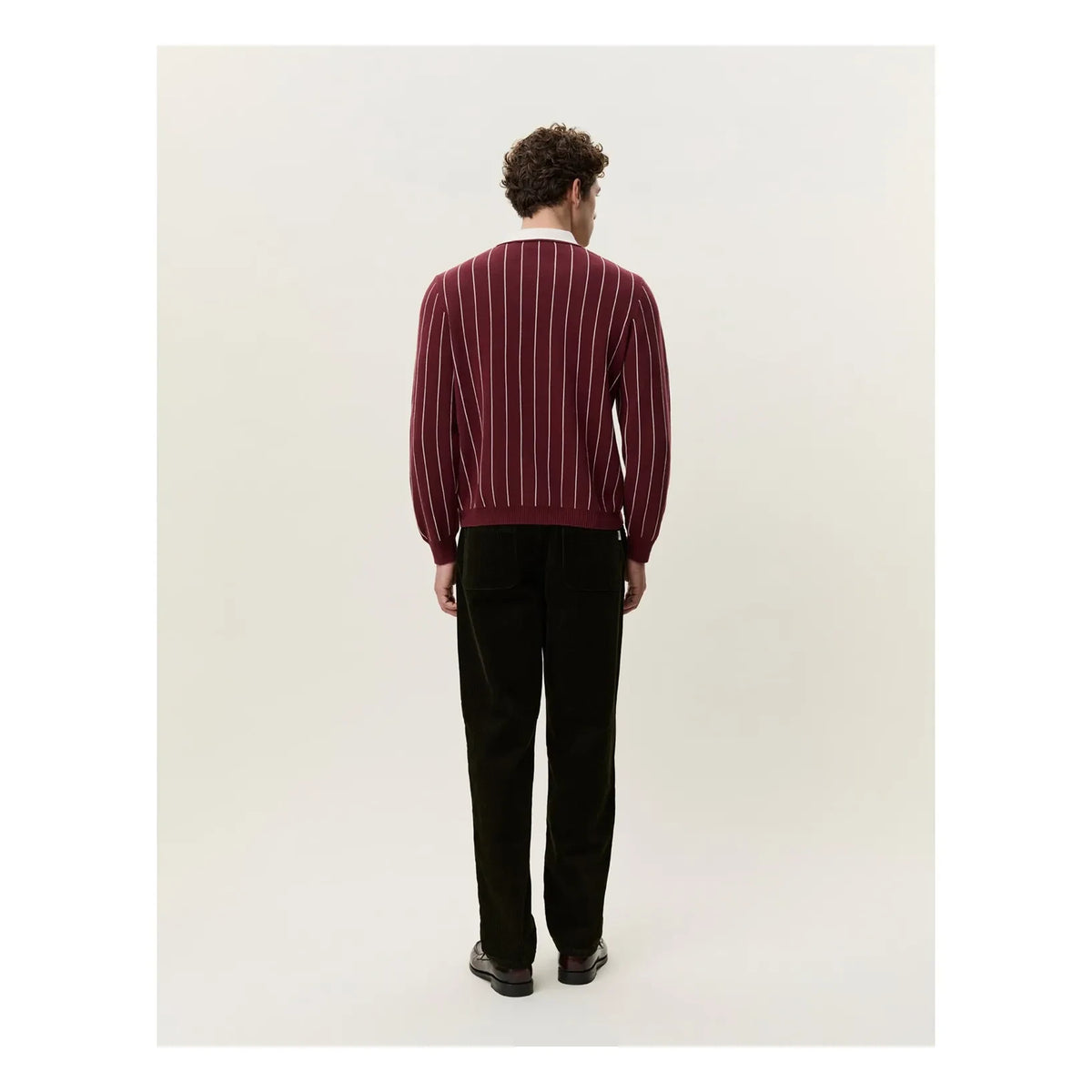 Les Deux - Signature Striped Polo Shirt | Burgundy