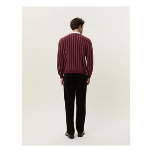 Les Deux - Signature Striped Polo Shirt | Burgundy