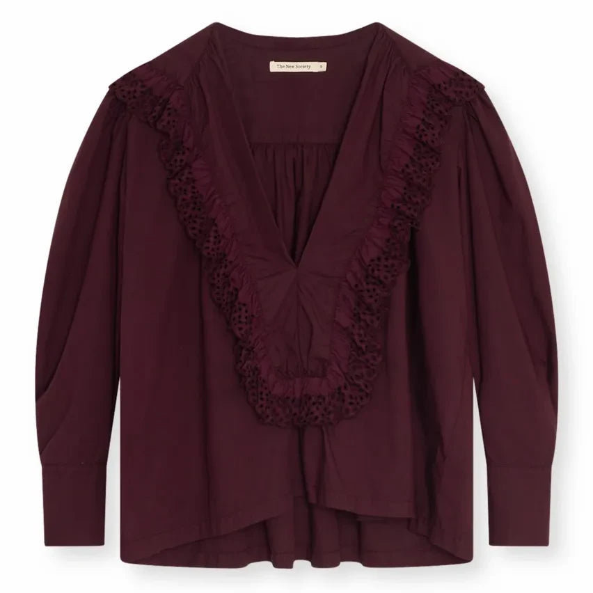 the new society - Vega Cotton Blouse | Burgundy