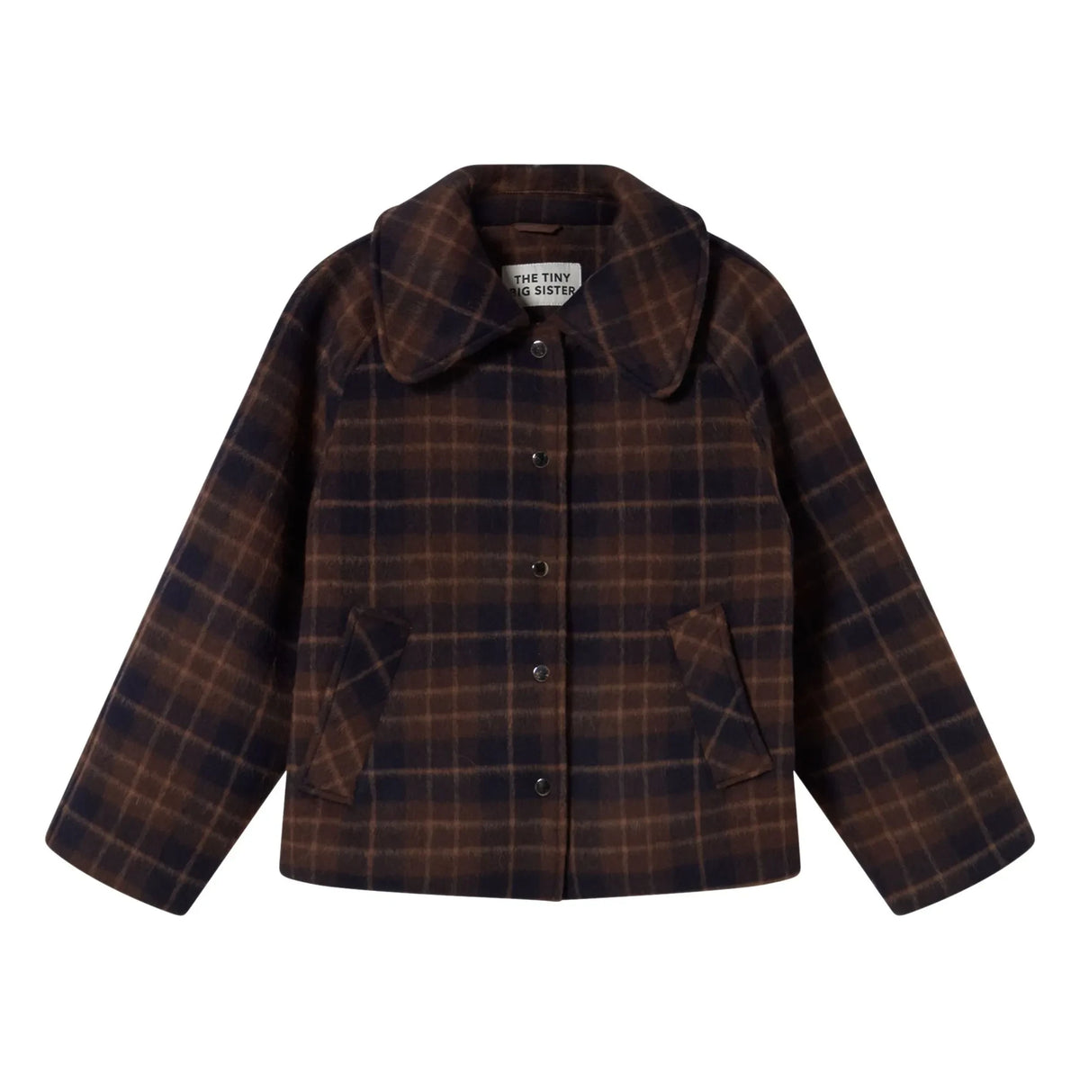 The Tiny Big Sister - Carreaux Wool Coat | Brown