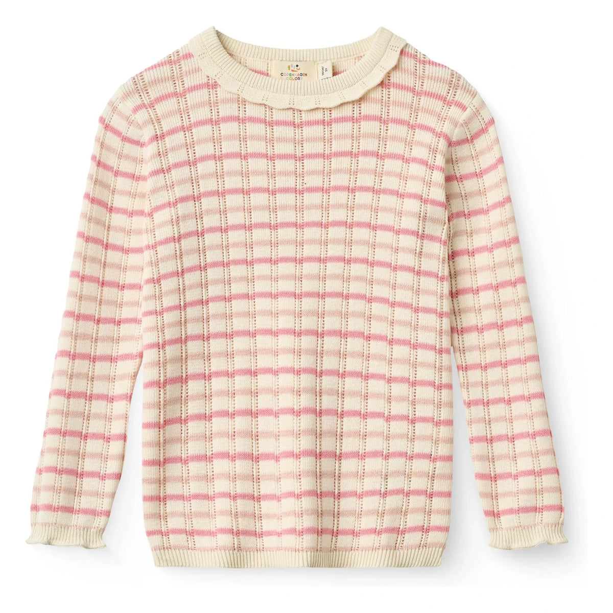 Copenhagen Colors - Pointelle Striped Organic Cotton Mesh T-Shirt | Pink