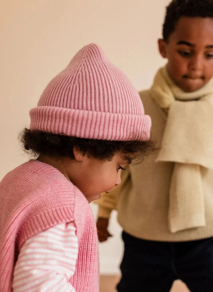 Hvid - Fonzie Merino Wool Beanie | Candy Pink
