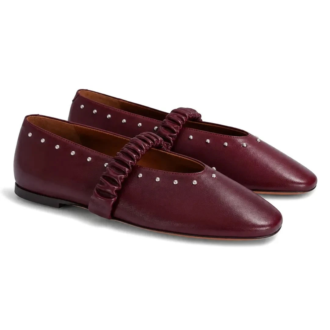 Socque Paris - June Leather Ballerina | Burgundy