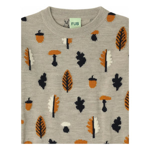 FUB - Jacquard Merino Wool Sweater | Heather beige