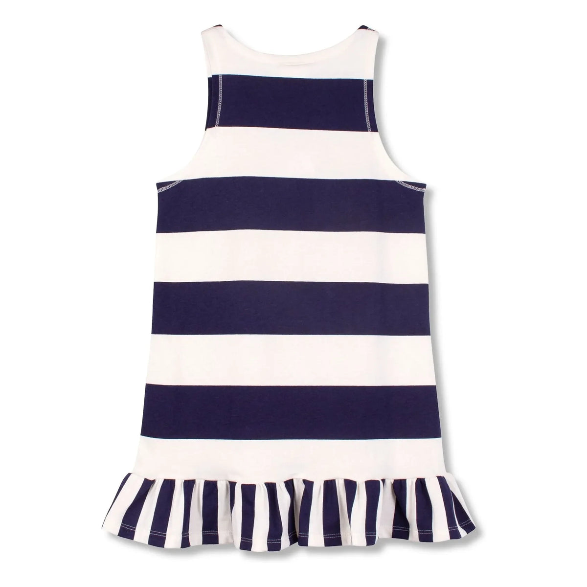Wynken - Striped Organic Cotton Ruffled Dress | Navy