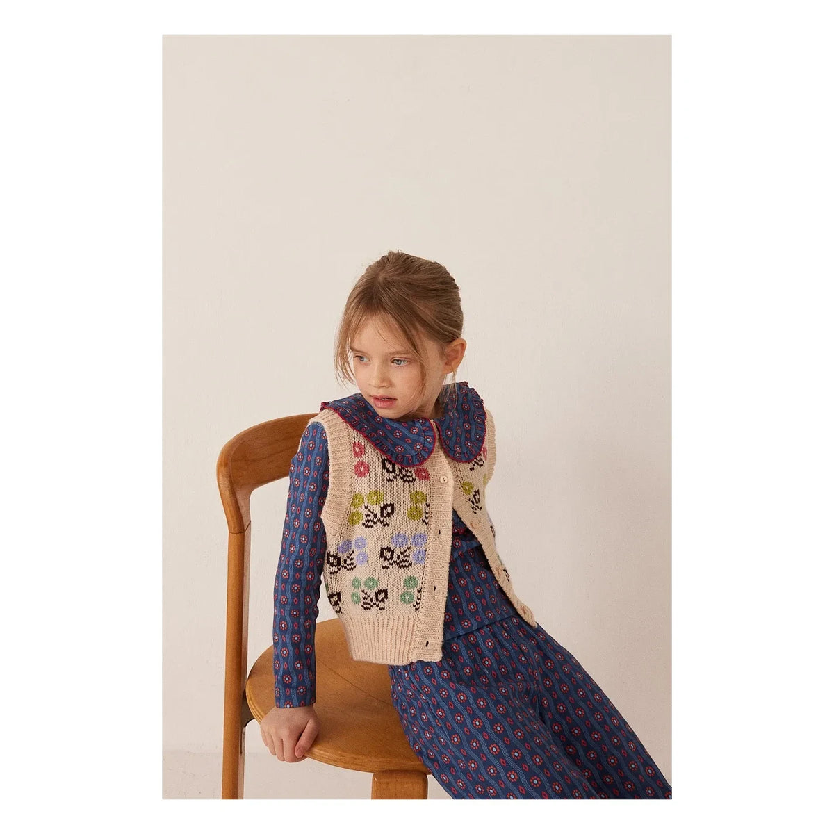 Hello Simone - Polly Floral Patterned Sleeveless Cardigan | Cream
