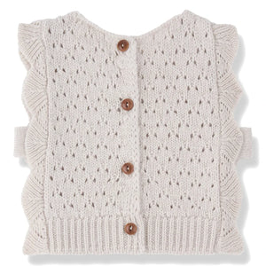 1+ in the family - Paris Strappy Baby Sweater, Merino Wool | Ecru