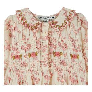 Emile et Ida - Gathered Organic Cotton Floral Patterned Jumpsuit | Ecru