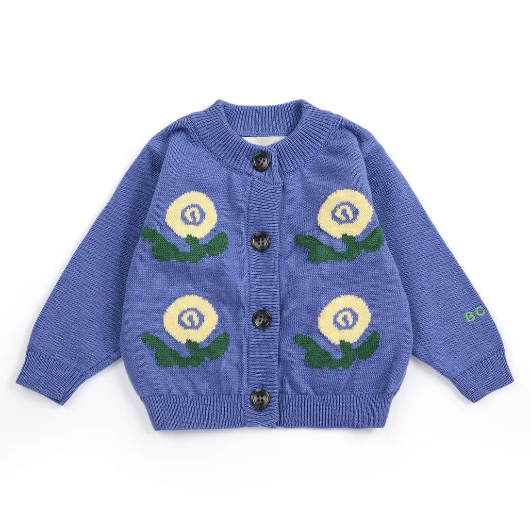 Bobo Choses - Organic Cotton Floral Pattern Cardigan | Dark Purple