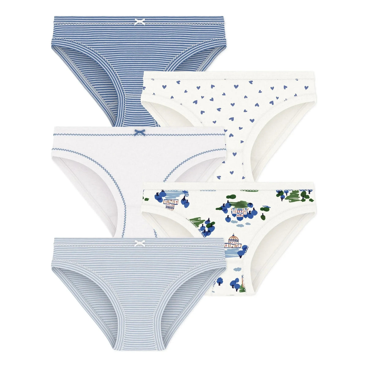 Petit Bateau - Set of 5 Paris Organic Cotton Panties | Blue