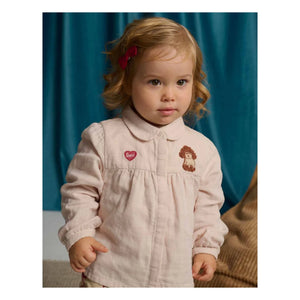 Gingersnaps - White Embroidered Blouse | Light Pink
