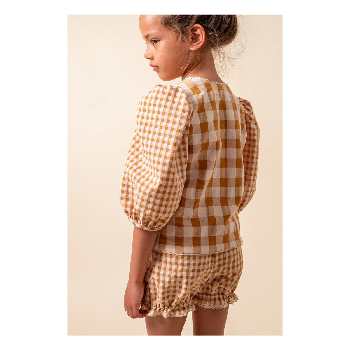 birinit - Vichy organic cotton blouse | Caramel