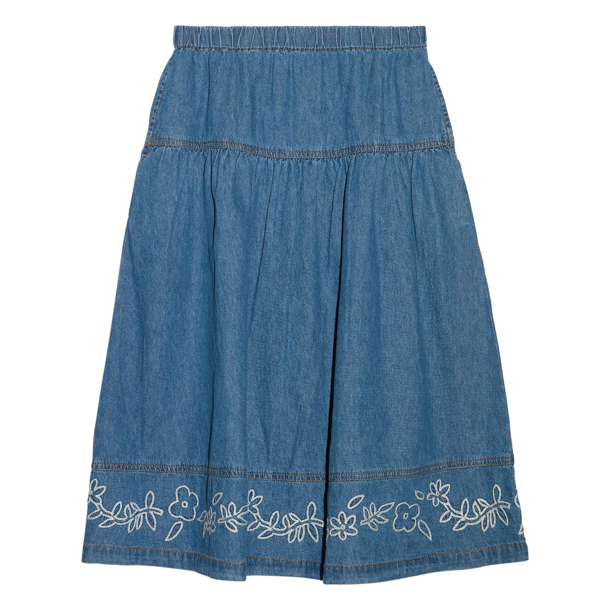 Hundred Pieces - Cally Embroidered Skirt | Denim Blue