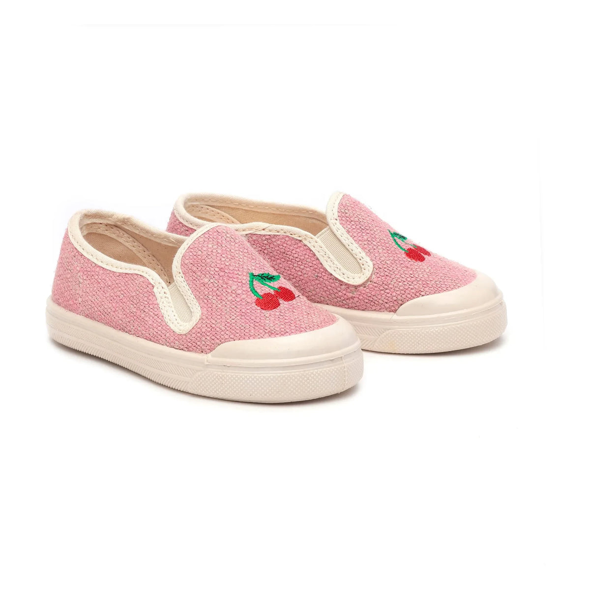 Pèpè - Pink T-Shirts with Cherry Embroidery Slip-Ons