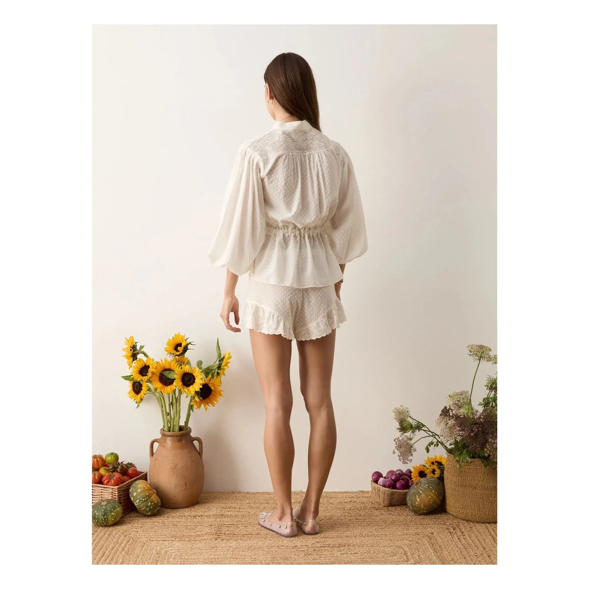Boteh - Serenia Cotton Ruched Blouse | White