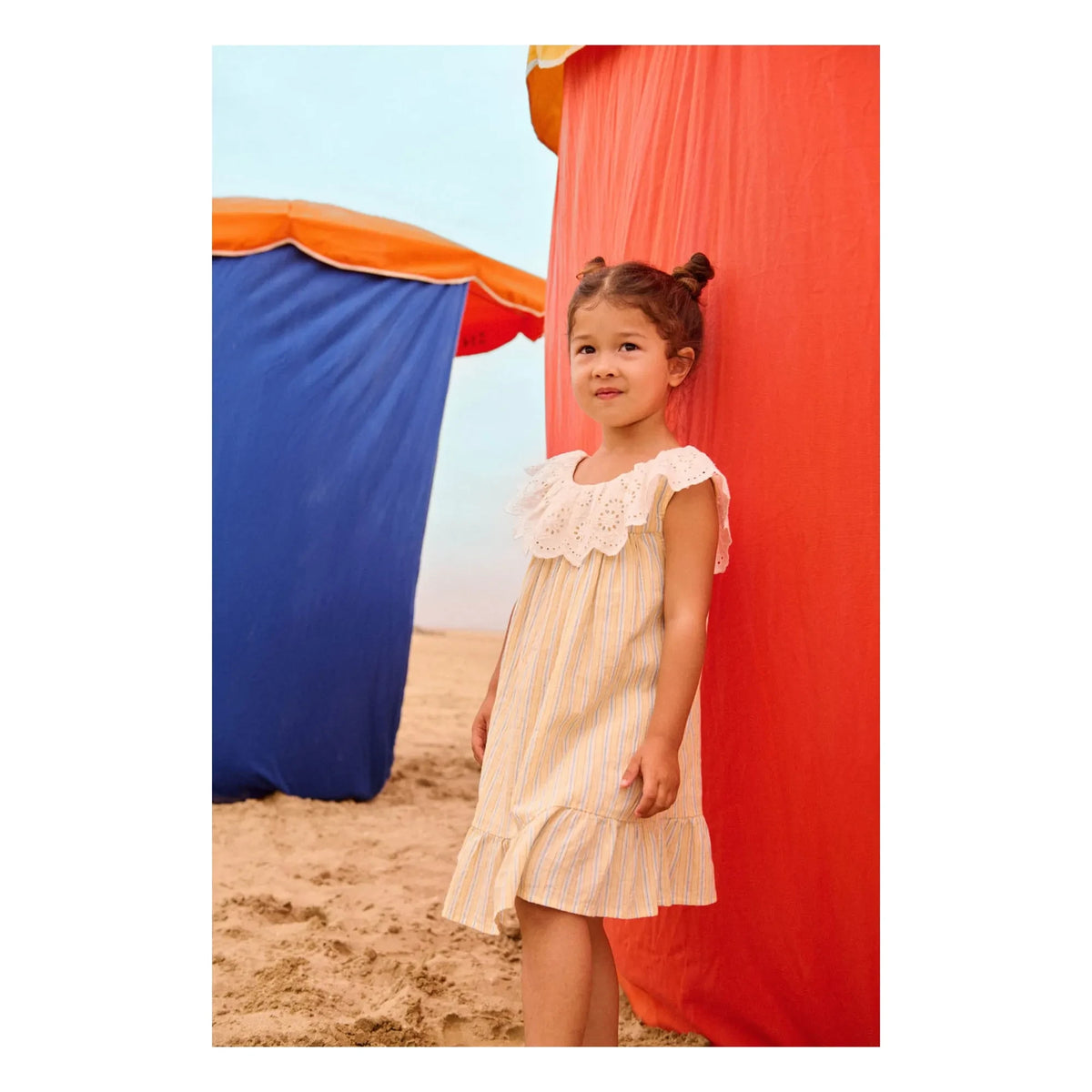 Louise Misha - Danya Striped Organic Cotton Dress | Yellow