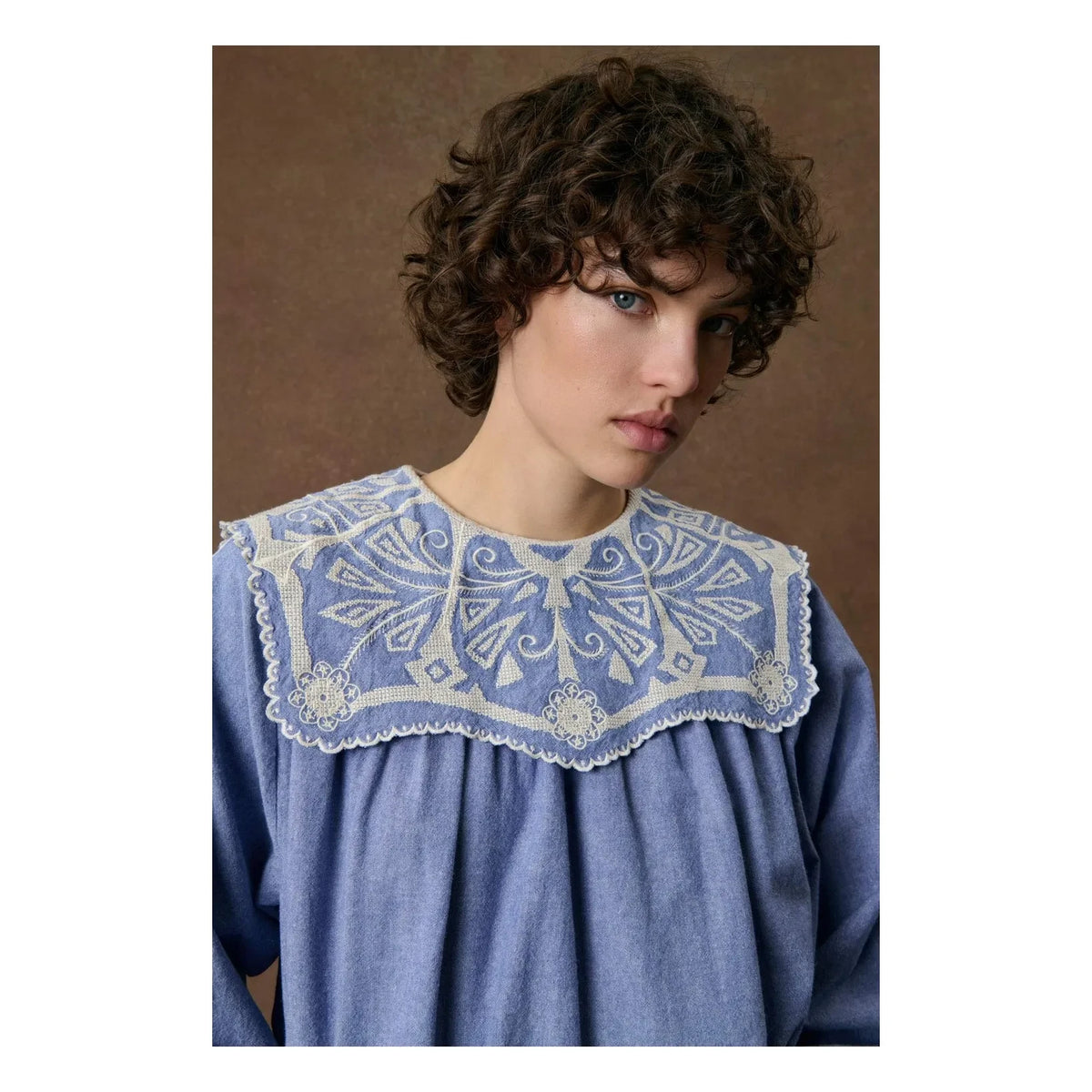 Louise Misha - Anastasy Organic Cotton Blouse | Blue