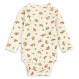 Konges Sløjd - Minnie Floral Pointelle Wrap Bodysuit, Organic Cotton | Ecru